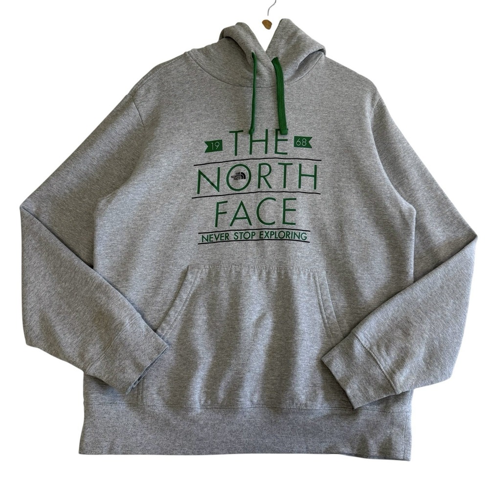 The North Face 1968 Never Stop Exploring Gray Green Pullover Hoodie Classic L